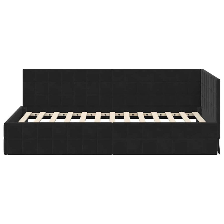 Hoekbedframe met hoofdeinde Zwart 90 cm x 190 cm Fluweel