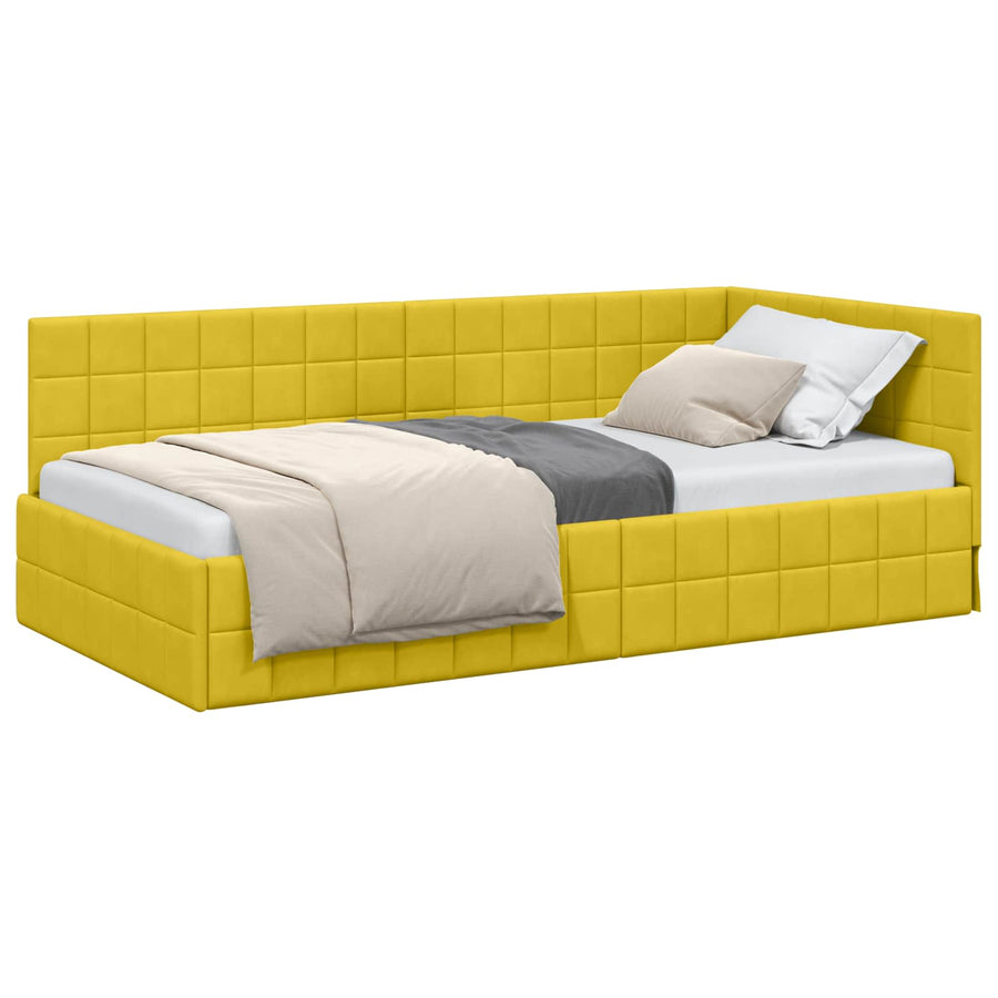Hoekbedframe met hoofdeinde Geel 90 cm x 190 cm Fluweel