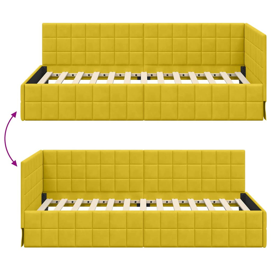 Hoekbedframe met hoofdeinde Geel 90 cm x 190 cm Fluweel