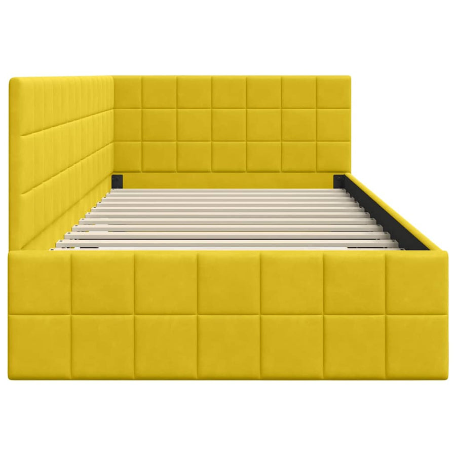 Hoekbedframe met hoofdeinde Geel 90 cm x 190 cm Fluweel