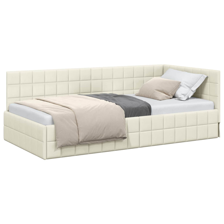 Hoekbedframe met hoofdeinde Crème 90 cm x 190 cm Fluweel