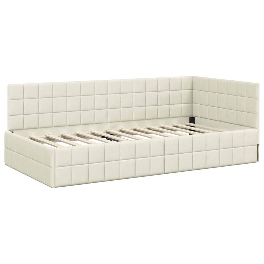 Hoekbedframe met hoofdeinde Crème 90 cm x 190 cm Fluweel