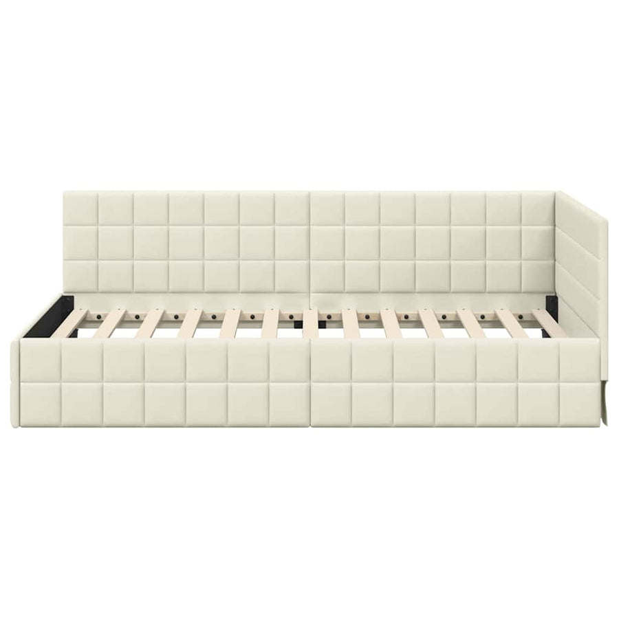 Hoekbedframe met hoofdeinde Crème 90 cm x 190 cm Fluweel
