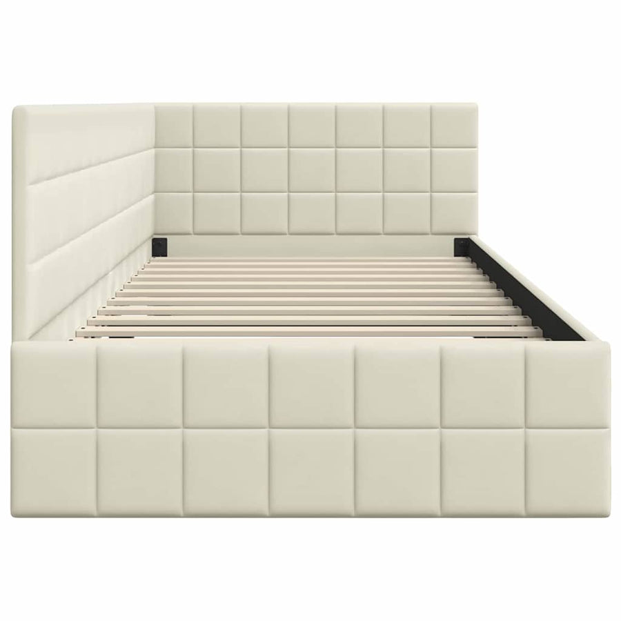 Hoekbedframe met hoofdeinde Crème 90 cm x 190 cm Fluweel