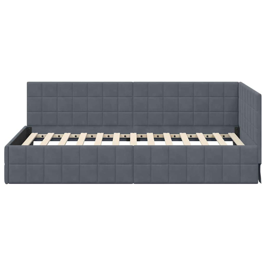 Hoekbedframe met hoofdeinde Donkergrijs 90 cm x 200 cm Fluweel