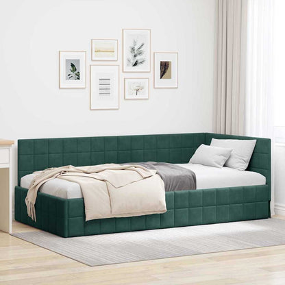 Hoekbedframe met hoofdeinde Donkergroen 90 cm x 200 cm Fluweel