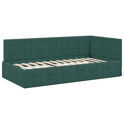 Hoekbedframe met hoofdeinde Donkergroen 90 cm x 200 cm Fluweel