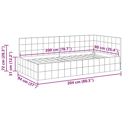 Hoekbedframe met hoofdeinde Turquoise 90 cm x 200 cm Fluweel
