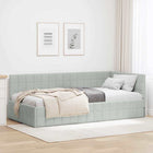 Corner Bed Frame with Headboard Light Gray 100 cm x 200 cm Velvet