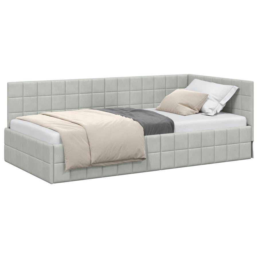 Hoekbedframe met hoofdeinde Lichtgrijs 100 cm x 200 cm Fluweel