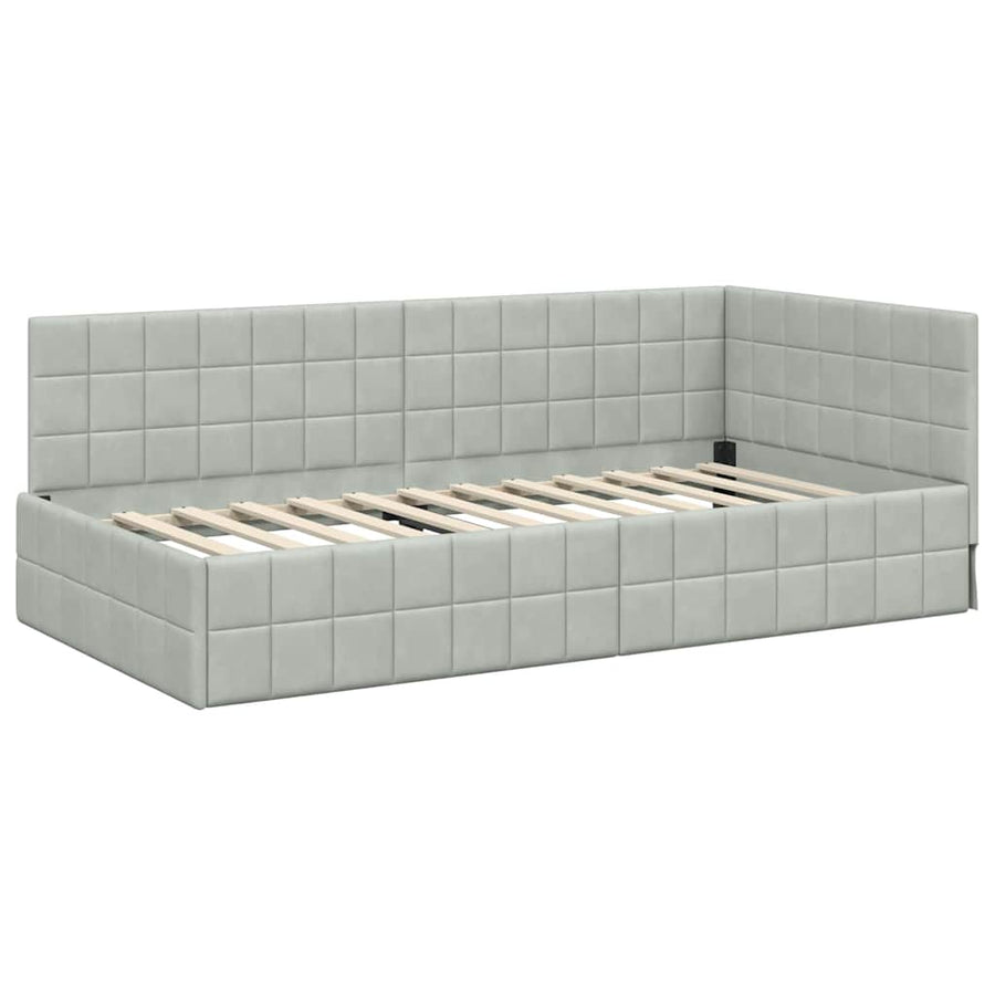 Hoekbedframe met hoofdeinde Lichtgrijs 100 cm x 200 cm Fluweel