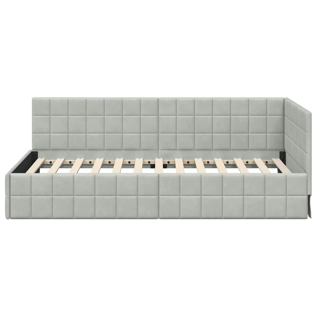 Hoekbedframe met hoofdeinde Lichtgrijs 100 cm x 200 cm Fluweel