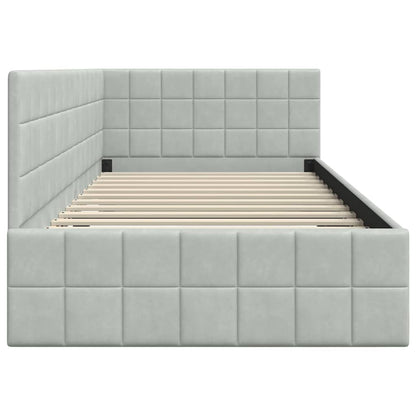 Hoekbedframe met hoofdeinde Lichtgrijs 100 cm x 200 cm Fluweel