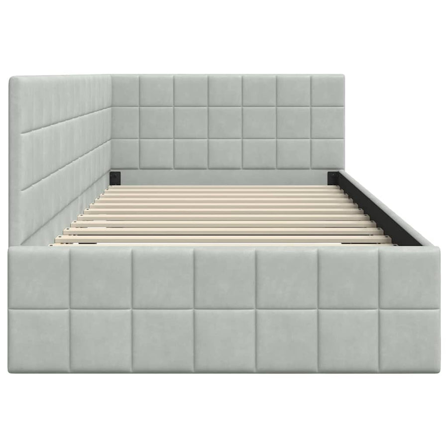 Hoekbedframe met hoofdeinde Lichtgrijs 100 cm x 200 cm Fluweel