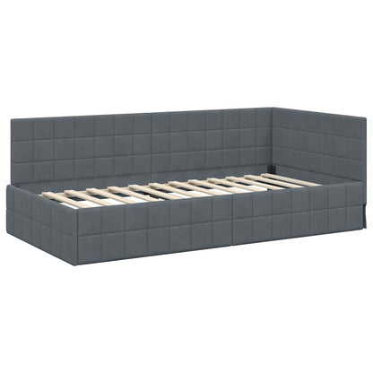 Hoekbedframe met hoofdeinde Donkergrijs 100 cm x 200 cm Fluweel