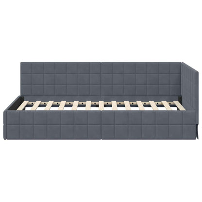 Hoekbedframe met hoofdeinde Donkergrijs 100 cm x 200 cm Fluweel
