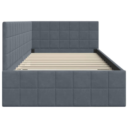 Hoekbedframe met hoofdeinde Donkergrijs 100 cm x 200 cm Fluweel