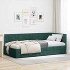 Corner Bed Frame with Headboard Dark Green 100 cm x 200 cm Velvet