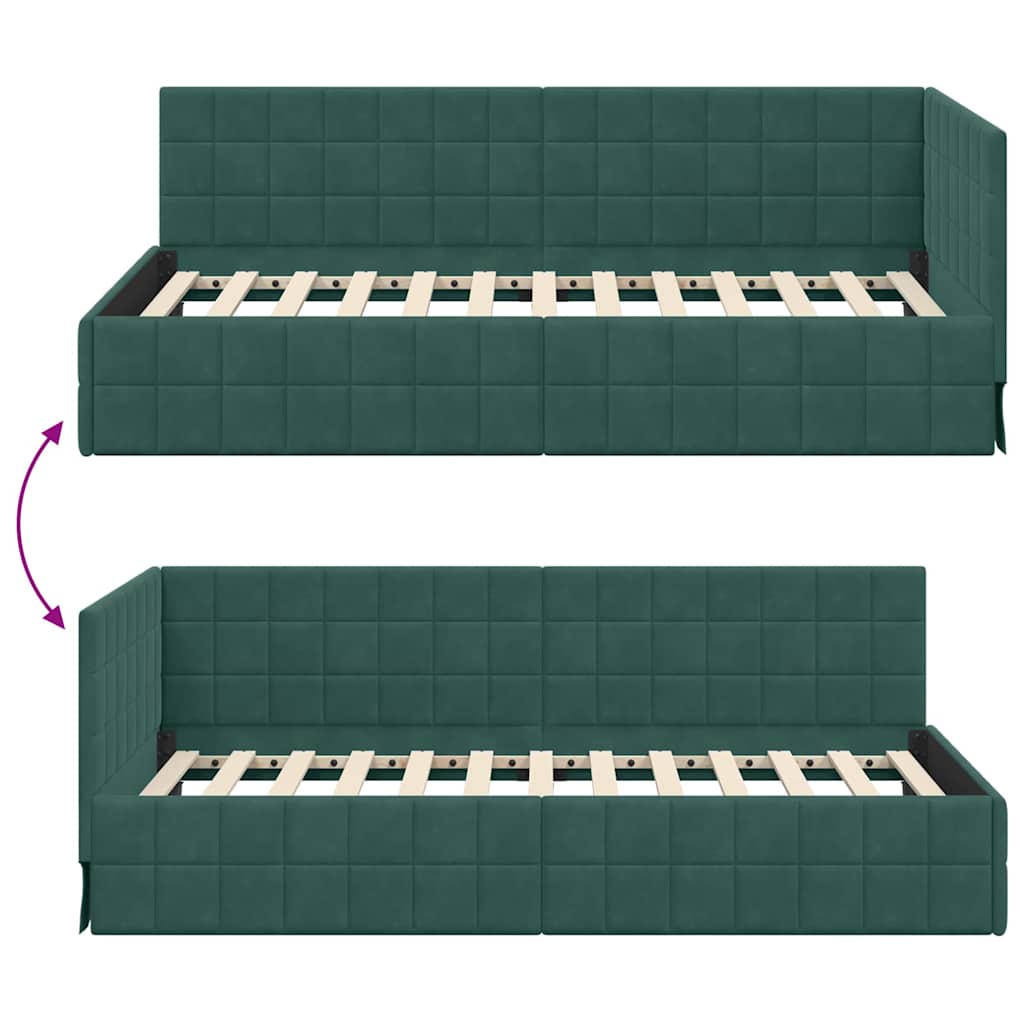 Hoekbedframe met hoofdeinde Donkergroen 100 cm x 200 cm Fluweel