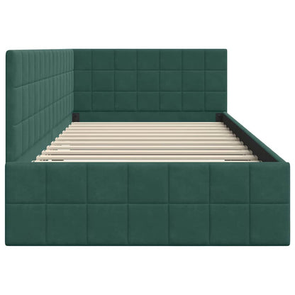 Hoekbedframe met hoofdeinde Donkergroen 100 cm x 200 cm Fluweel