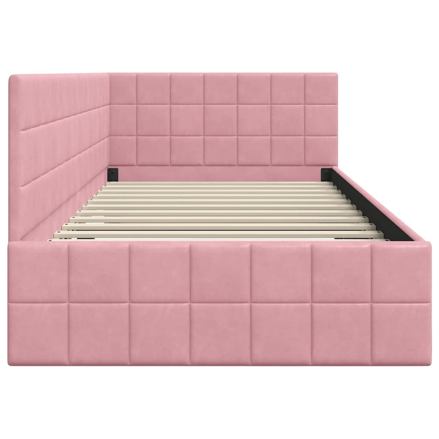 Hoekbedframe met hoofdeinde Roze 100 cm x 200 cm Fluweel