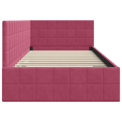 Hoekbedframe met hoofdeinde Wijnrood 100 x 200 cm Fluweel