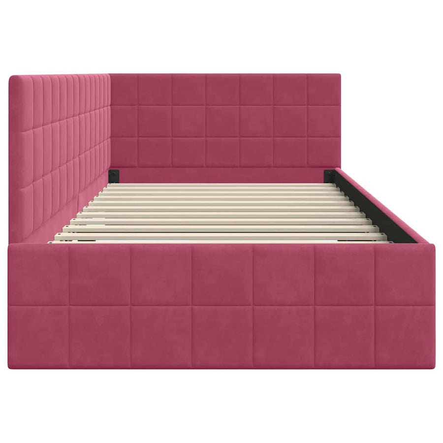 Hoekbedframe met hoofdeinde Wijnrood 100 x 200 cm Fluweel