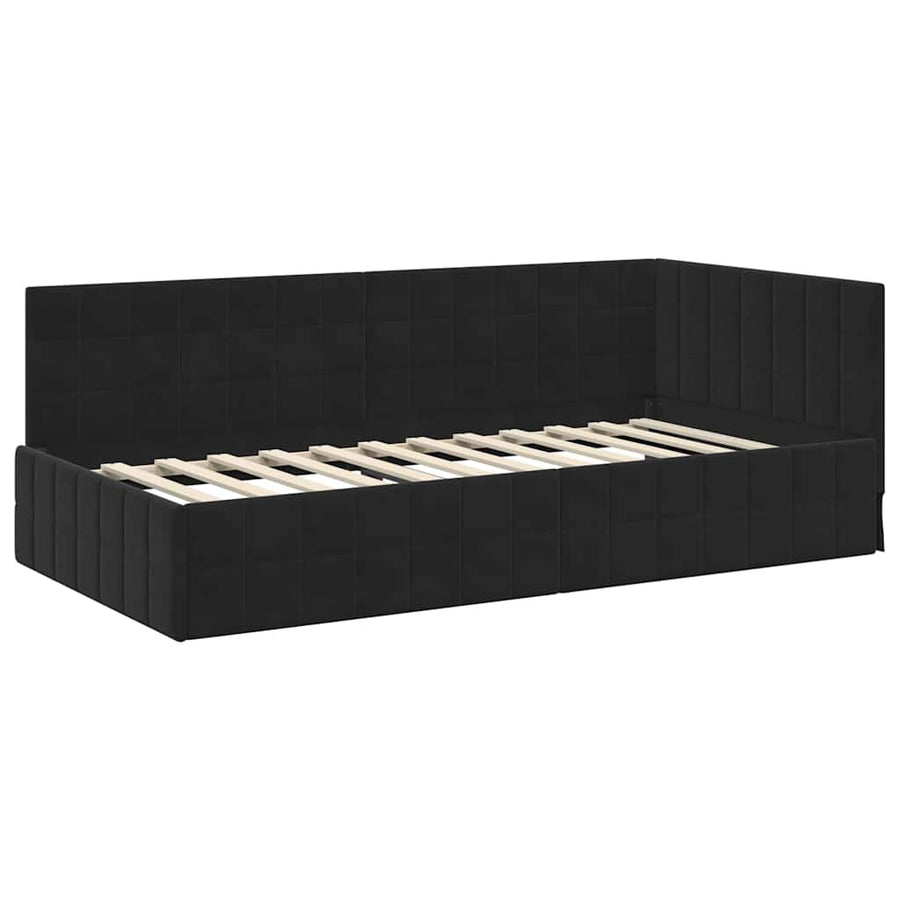 Hoekbedframe met hoofdeinde Zwart 100 cm x 200 cm Fluweel