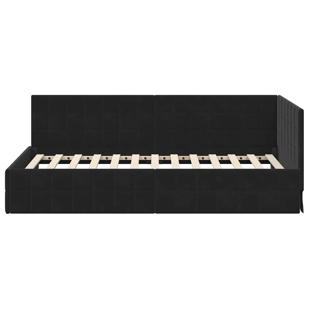 Hoekbedframe met hoofdeinde Zwart 100 cm x 200 cm Fluweel
