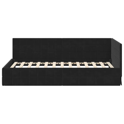 Hoekbedframe met hoofdeinde Zwart 100 cm x 200 cm Fluweel