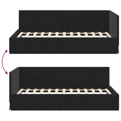 Hoekbedframe met hoofdeinde Zwart 100 cm x 200 cm Fluweel
