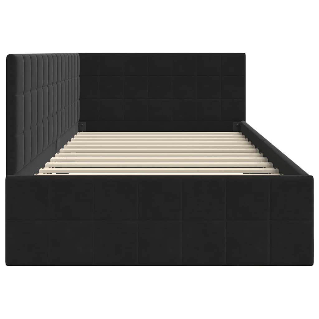Hoekbedframe met hoofdeinde Zwart 100 cm x 200 cm Fluweel