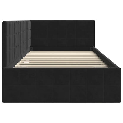 Hoekbedframe met hoofdeinde Zwart 100 cm x 200 cm Fluweel