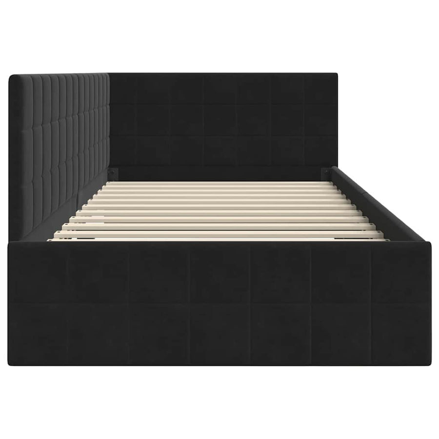 Hoekbedframe met hoofdeinde Zwart 100 cm x 200 cm Fluweel