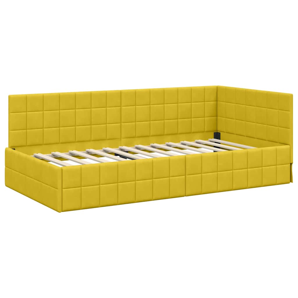 Hoekbedframe met hoofdeinde Geel 100 x 200 cm Fluweel