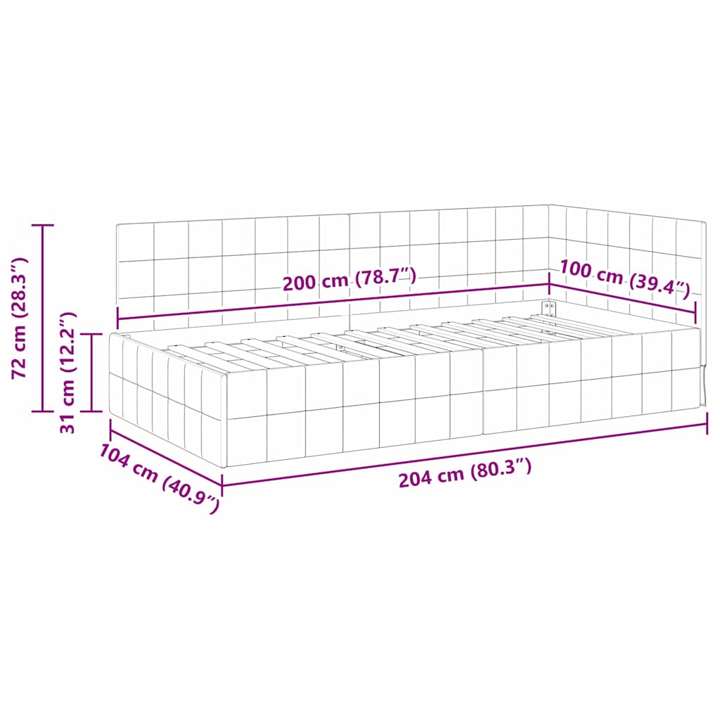 Hoekbedframe met hoofdeinde Geel 100 x 200 cm Fluweel