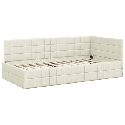Hoekbedframe met hoofdeinde Crème 100 cm x 200 cm Fluweel