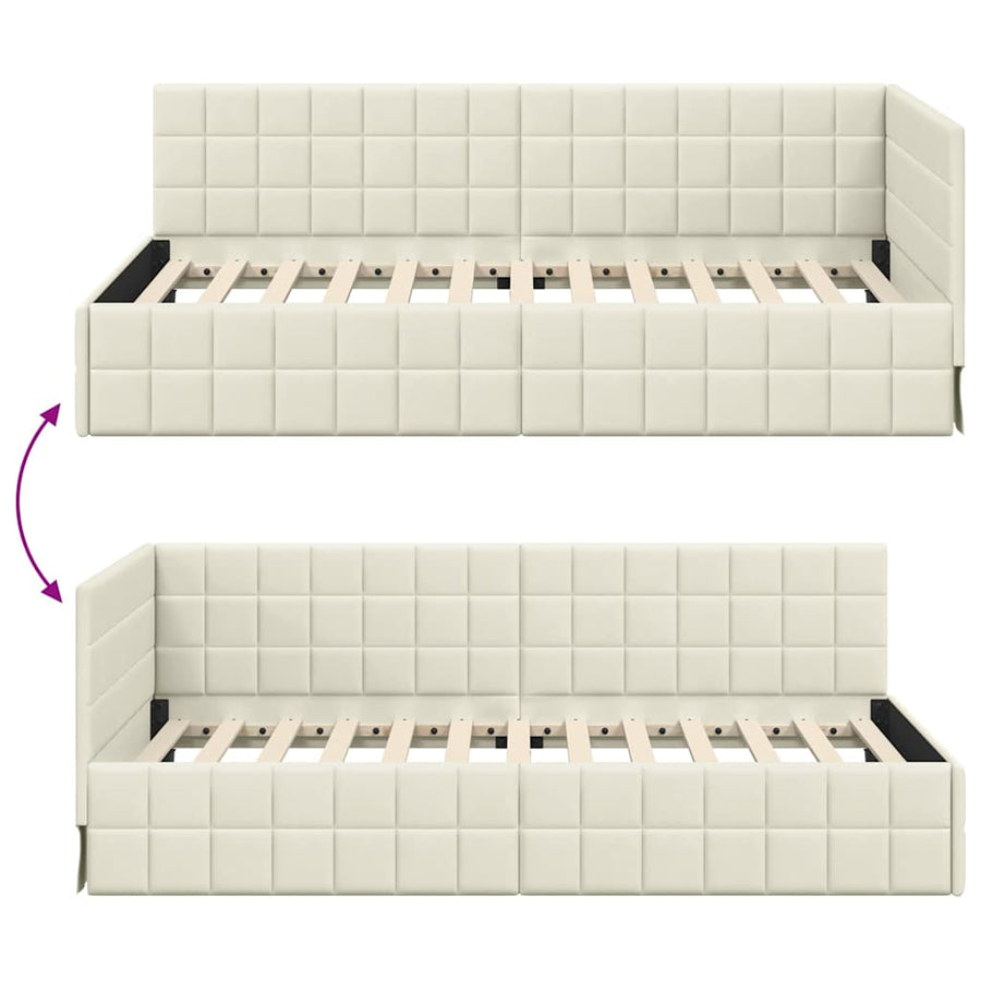 Hoekbedframe met hoofdeinde Crème 100 cm x 200 cm Fluweel