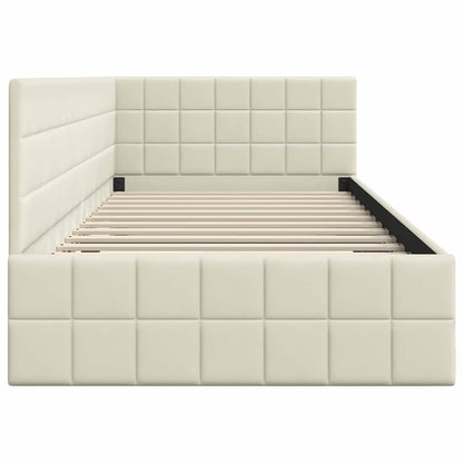 Hoekbedframe met hoofdeinde Crème 100 cm x 200 cm Fluweel