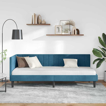 Hoekbedframe met hoofdeinde Blauw 80 cm x 200 cm Fluweel