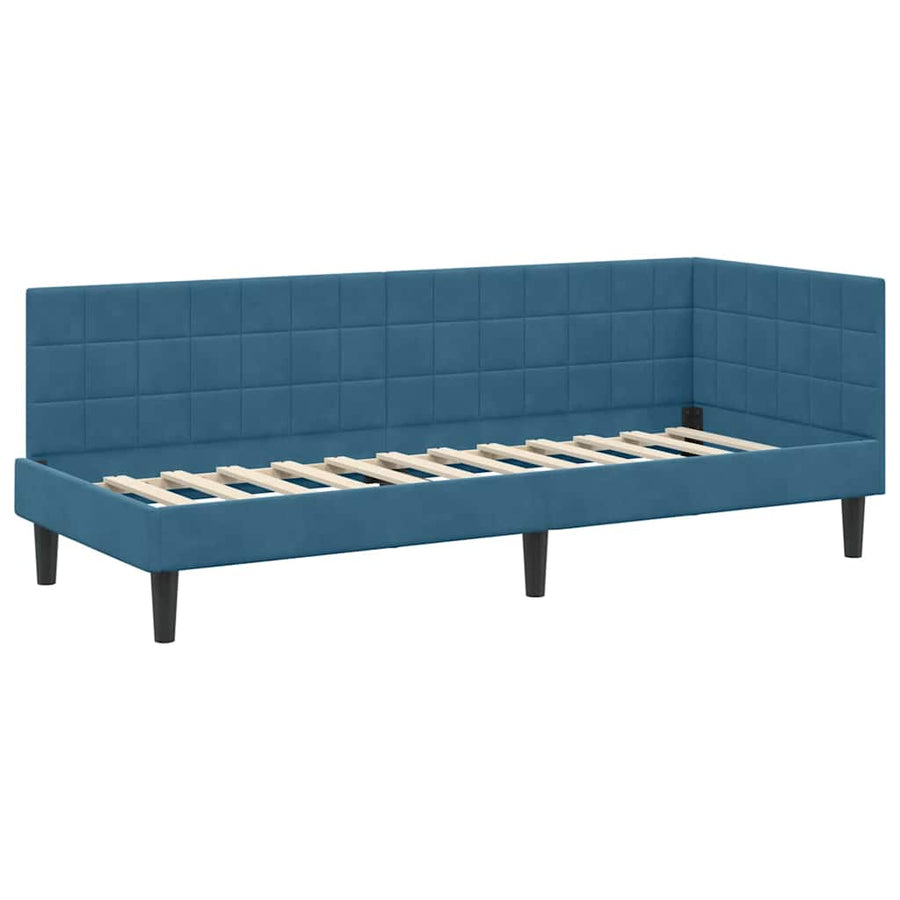 Hoekbedframe met hoofdeinde Blauw 80 cm x 200 cm Fluweel