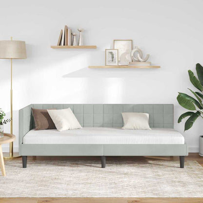 Hoekbedframe met hoofdeinde Lichtgrijs 80 cm x 200 cm Fluweel