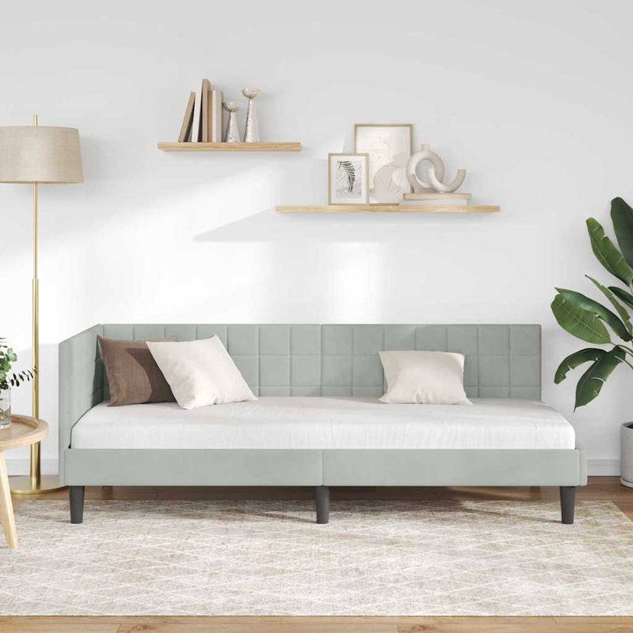 Hoekbedframe met hoofdeinde Lichtgrijs 80 cm x 200 cm Fluweel