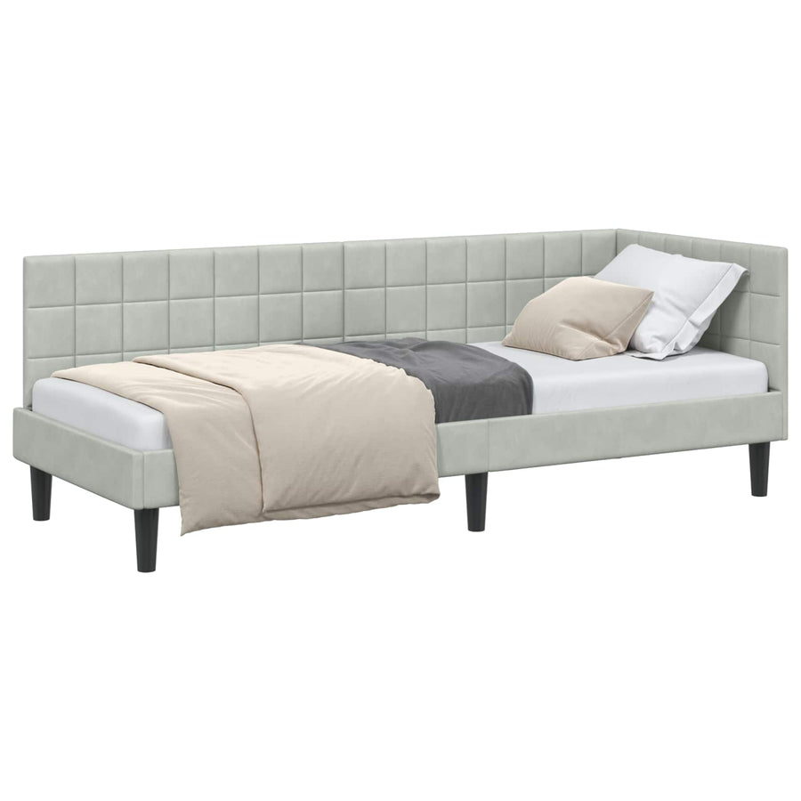 Hoekbedframe met hoofdeinde Lichtgrijs 80 cm x 200 cm Fluweel