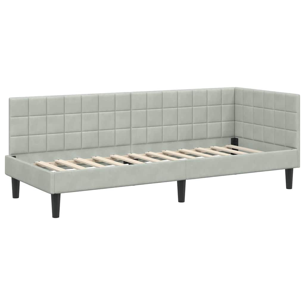Hoekbedframe met hoofdeinde Lichtgrijs 80 cm x 200 cm Fluweel
