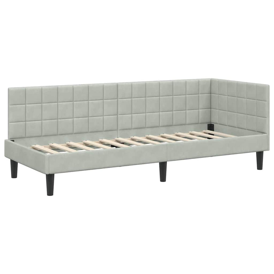 Hoekbedframe met hoofdeinde Lichtgrijs 80 cm x 200 cm Fluweel
