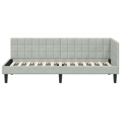 Hoekbedframe met hoofdeinde Lichtgrijs 80 cm x 200 cm Fluweel