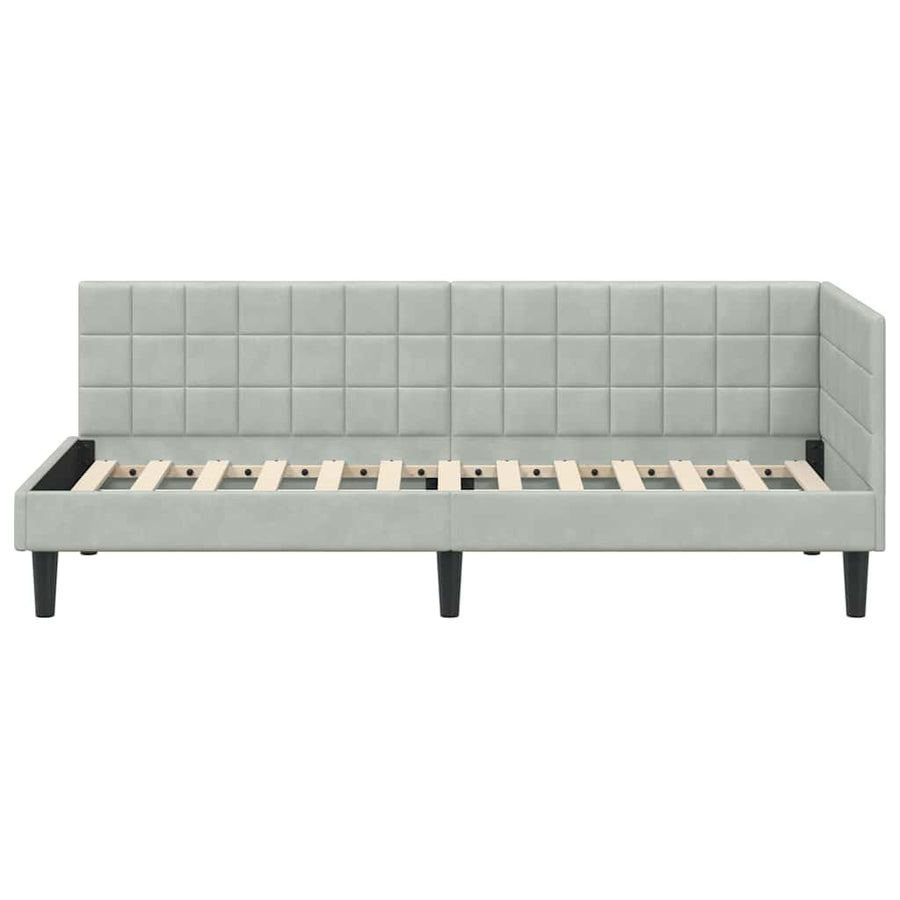 Hoekbedframe met hoofdeinde Lichtgrijs 80 cm x 200 cm Fluweel