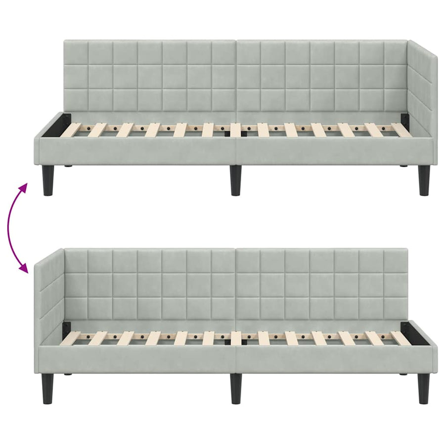 Hoekbedframe met hoofdeinde Lichtgrijs 80 cm x 200 cm Fluweel