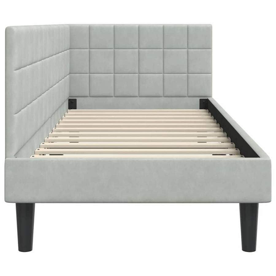 Hoekbedframe met hoofdeinde Lichtgrijs 80 cm x 200 cm Fluweel